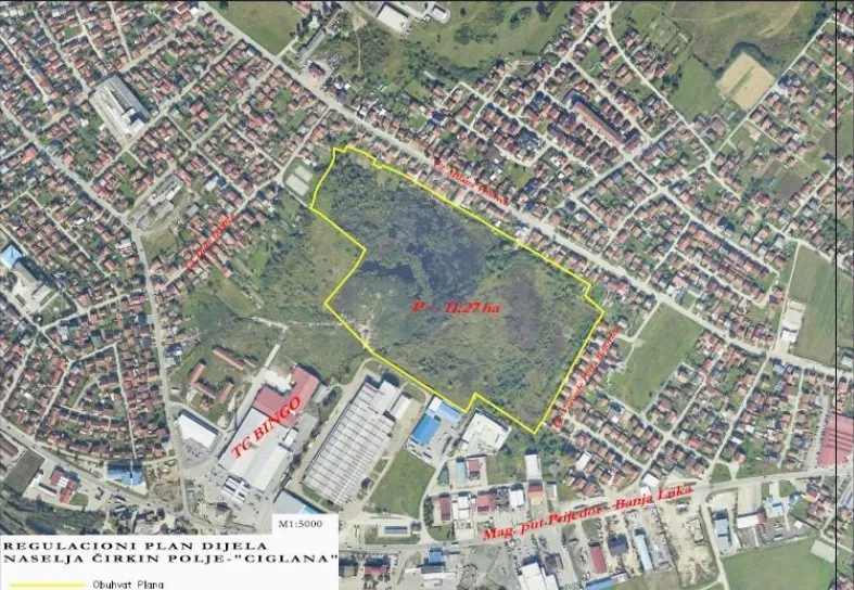 Bh. milioneri kreću u mega projekat: Grade novi gradski kvart Lokacija planiranog novog gradskog kvarta u Prijedoru na prostoru bivše ciglane