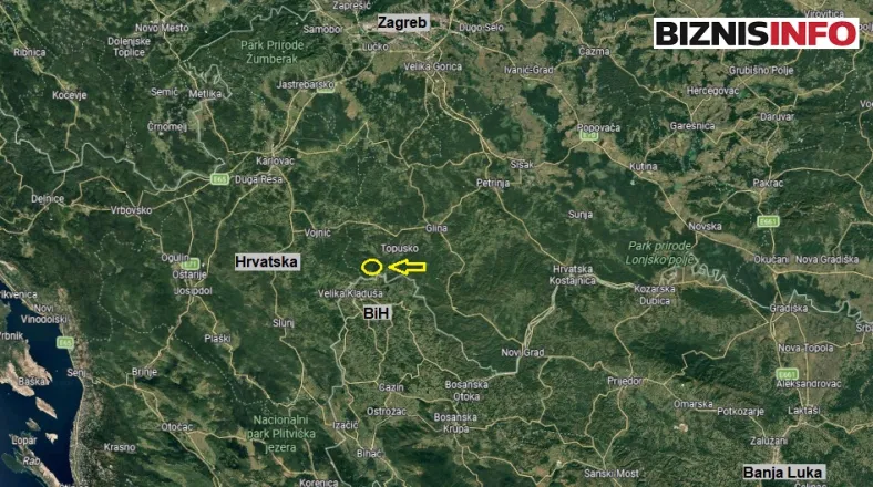 Geografska lokacija projekta Pantheon AI u Hrvatskoj blizu BiH