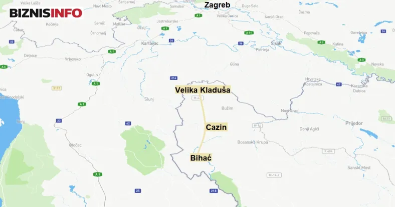 Brza cesta od 46 kilometara do Hrvatske trebala bi biti završena do 2031. godine Trasa brze ceste Bihać - Cazin - Velika Kladuša - granica sa Hrvatskom