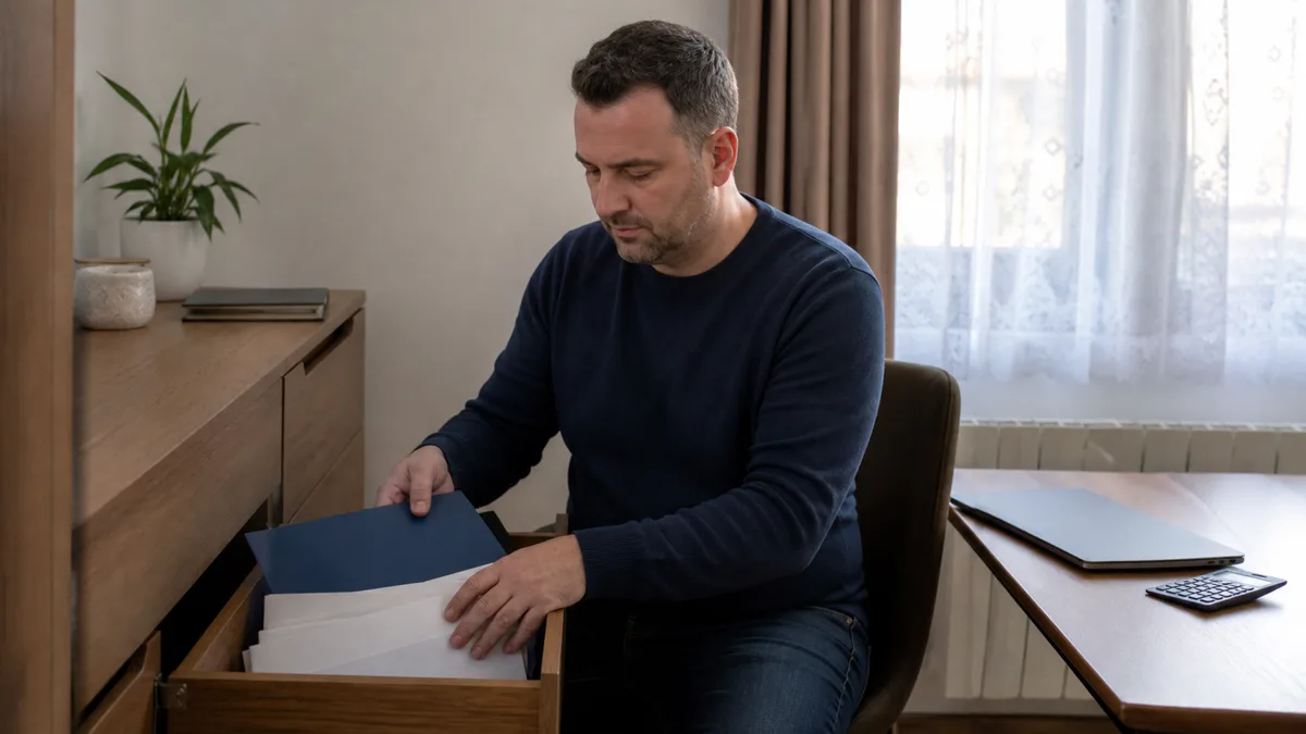 Porez na dohodak u BiH: vodič za radnike, freelancere i obrtnike Samostalni profesionalac u kućnom uredu arhivira ugovor, račun i potvrdu o uplati u fascikle bez vidljivog teksta
